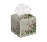 Boîte à mouchoirs carrée en cuir synthétique pour la Saint-Patrick, motif trèfle floral sur lin, organiseur pour la maison, la salle de bain, la chambre à coucher, le bureau