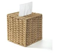 Boîte à mouchoirs carrée en papier de paille tissé la main, style ferme, joli support carré for le salon