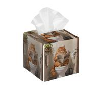 Boîte à mouchoirs carrée en Similicuir imperméable, Distributeur de mouchoirs pour Salle de Bain, Cuisine, Chambre, Voiture, Bureau. Chat Amusant lisant Le Journal.