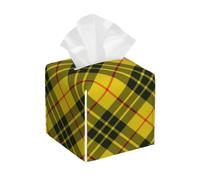 Boîte à mouchoirs carrée Haut de Gamme en Cuir à Carreaux Jaunes et Noirs, Porte-mouchoirs cubique, pour Table