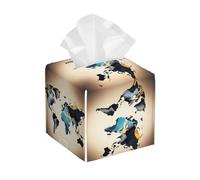 Boîte à mouchoirs carrée imprimée carte du monde abstrait pour salon, chambre à coucher, bureau, organisateur de maison, cadeau