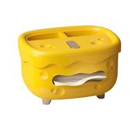 Boîte à mouchoirs Couvercle de boîte à mouchoirs créatif avec compartiments rangement, fromage dessin animé raffiné Porte-mouchoirs décoratif(Yellow)