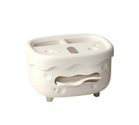 Boîte à mouchoirs Couvercle de boîte à mouchoirs créatif avec compartiments rangement, fromage dessin animé raffiné Porte-mouchoirs décoratif(White)