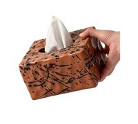 Boîte à mouchoirs Couvercle de boîte à mouchoirs en céramique, motif pierre fait la main et conception d'encre éclaboussée, adapté au rétro Porte-mouchoirs décoratif(Brown)