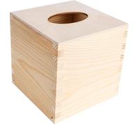 Creative Deco Boîte à Mouchoirs en Bois Carré | 13,3 cm x 13,3 cm x 13,3 cm | Bois Naturel et Contreplaqué | Boite a Mouchoirs Boite Rangement Tissu et Lingette | Bureau, Cuisine, Salle de Bain