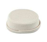 Boîte à mouchoirs de style nordique en corde de coton tissée pour décoration d'intérieur, bureau, salle de bain, bureau avec artisanat fait main en bois naturel ou blanc laiteux (pour blanc laiteux)