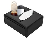 Boîte à mouchoirs de voiture, distributeur de mouchoirs en cuir | Distributeur de serviettes de rangement en cuir, récipient à boissons, accoudoir pour décoration intérieure, indispensable pour les