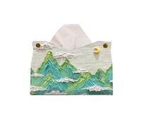 Boîte à mouchoirs décorative Boîte à mouchoirs Peinture l'huile, boîte, Porte-Serviettes en PU for la Maison, Le Bureau, Restaurant(Green)