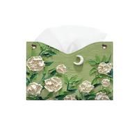 Boîte à mouchoirs décorative Couverture de boîte à mouchoirs en Cuir PU, Style Luxe léger, Peinture l'huile colorée, Porte-mouchoirs(Green)