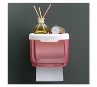 Boîte à mouchoirs décorative Wall Mount Tissue Holder Box for Bathroom Toilet Paper Storage Rack Punch-Free Kitchen Supplies(Pink,Grand)
