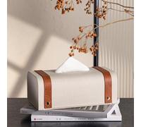 Boîte À Mouchoirs Design Valise Rétro Support À Mouchoirs Élégant En Tissu Chevrons Beige Et Similicuir Conteneur Étanche À La Poussière Compatible Avec Mouchoirs Standard(Brown)