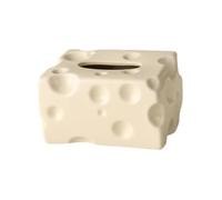 Boîte à mouchoirs Distributeur de couvercle boîte à mouchoirs, support rangement papier en forme fromage, céramique artistique Housse pour distributeur(Beige)