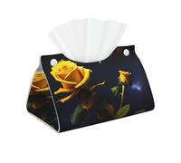 Boîte à mouchoirs élégante et durable en cuir Motif roses jaunes Nuit étoilée Convient pour table de salle à manger, table de chevet et cuisine