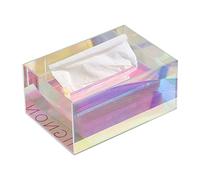 Boîte à Mouchoirs en Acrylique irisé, Distributeur de Boîte à Mouchoirs carré Transparent et éblouissant, Boîte à Serviettes de Grande capacité pour Les Toilettes, Le Bureau du