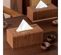 Boite A Mouchoirs En Bois Brun Chocolat Rangement à Serviettes Anti-PoussièRe Avec Couvercle DéCorations Pour La Maison-2pc