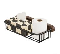 Boîte à mouchoirs en bois de noyer avec composants en aluminium pour rangement de salle de bain, installation sans perçage, distributeur de papier toilette et organisateur de serviettes (C)