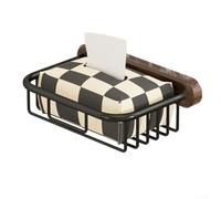 Boîte à mouchoirs en bois de noyer avec construction en aluminium pour l'organisation de la salle de bain, distributeur de papier toilette sans perçage et installation de support de serviettes (B)