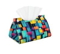 Boîte à mouchoirs en cuir avec motif géométrique carré - Pour la maison, le bureau, la voiture - Boîte à mouchoirs décorative