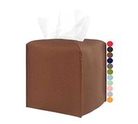 Boîte à mouchoirs en Cuir carrée - [JESMINI, Marron] Boîte à mouchoirs en Cuir PU Moderne et décorative pour comptoir de Salle de Bain/Tables de Nuit/Bureau, 5x5x5