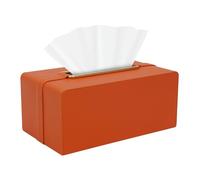 Boîte à mouchoirs en cuir de luxe - Distributeur de mouchoirs élégant en cuir véritable pour salon, chambre à coucher et bureau, boîte à mouchoirs pratique avec grande capacité, design moderne (orange