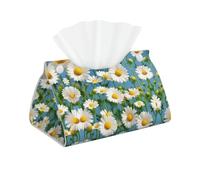 Boîte à mouchoirs en cuir étanche avec petites fleurs blanches - Design rectangulaire élégant pour la maison et la voiture, boîte à mouchoirs légère