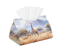 Boîte à mouchoirs en cuir motif girafe africaine élégante et durable, adaptée pour table de salle à manger, table de chevet et cuisine