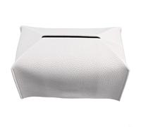 Boîte à mouchoirs en cuir PU raffiné, support pour mouchoirs dans le salon ou l'espace de bureau (blanc)