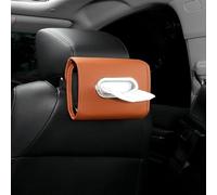 Boîte à mouchoirs en cuir synthétique avec bandes élastiques pour plusieurs tailles de mouchoirs, compatible avec le tableau de bord, les appuie-têtes et le dossier de siège (orange)