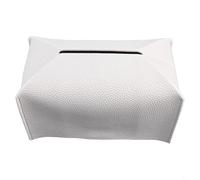 Boîte à mouchoirs en cuir synthétique pour distributeur de papier rouleau, design carré avec ceinture inférieure pratique pour remplacement (blanc)