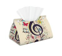 Boîte à mouchoirs en cuir synthétique sur le thème des notes de musique - Décoration rétro - Pour salon, bureau, voiture