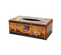 Boîte à mouchoirs en cuir vintage style britannique - Coffre de rangement Union Jack vieilli - Porte-serviettes décoratif pour maison, restaurant, voiture(#11)