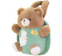 Boîte à mouchoirs en forme de voiture en peluche à suspendre, motif animal de dessin animé, doux au toucher, facile à tirer pour enfants et familles (petit ours)