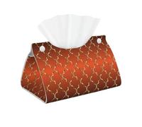 Boîte à mouchoirs en PVC Orange brûlé avec Motif trèfle doré et Couvercle.