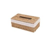 Boîte à mouchoirs en rotin faite la main, panier de rangement for papier ménager, décoration maison, style floral kaki, 1 porte-serviettes(Color 4)