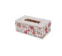 Boîte à mouchoirs en rotin faite la main, panier de rangement for papier ménager, décoration maison, style floral kaki, 1 porte-serviettes(Color 9)