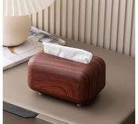 Boîte à mouchoirs grain de bois avec mécanisme à ressort et fond antidérapant, pratique et élégante pour la maison ou le bureau, facile à remplir (bois rouge)