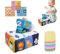 Boîte à mouchoirs - Jouet d'apprentissage unique pour bébé, boîte d'activités préscolaire pour tout-petits | Boîte à mouchoirs en papier froissé avec 3 papiers froissés et 8 foulards en soi