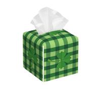 Boîte À Mouchoirs La Saint-Patrick Laisse des Feuilles Vertes Buffalo Payé Boîte À Tissus Décorative Multifonctionnelle Box Esthétique, pour Restaurant, Salle De Bain, 13.2x13.2cm