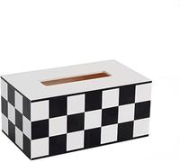 Boîte à mouchoirs magnétique en plastique noir et blanc 21,2 x 12 x 9,8 cm