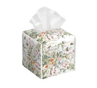 Boîte À Mouchoirs Mauvaises Herbes Fleurs Sauvages Papillon Distributeur De Mouchoirs Multifonctionnelle Élégante Box Esthétique, pour Voiture, Salle À Manger, Hôtel, 13.2x13.2cm