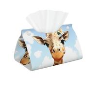 Boîte à mouchoirs moderne en cuir synthétique avec motif girafe - Distributeur de papier décoratif - Organiseur de papier facial rectangulaire - Décoration d'intérieur