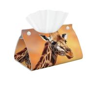 Boîte à mouchoirs moderne en cuir synthétique avec motif girafe - Distributeur de papier décoratif - Organiseur de papier facial rectangulaire - Décoration d'intérieur