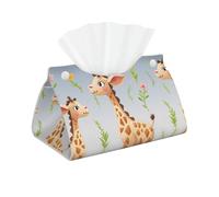 Boîte à mouchoirs moderne en cuir synthétique avec motif girafe mignonne - Distributeur de papier décoratif pour voiture - Organisateur de papier facial rectangulaire - Décoration d'intérieur