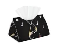 Boîte à mouchoirs moderne en cuir synthétique avec motif notes de musique - Distributeur de papier décoratif - Organiseur de papier pour le visage - Rectangulaire - Décoration d'intérieur