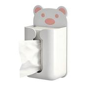 Boîte à mouchoirs murale, boîte de rangement pour lingettes de cuisine, sans perforation, grande boîte à mouchoirs à ouverture de type T, jolie et élégante, rechargeable (ours blanc, rose)