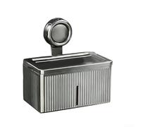 Boîte à mouchoirs murale efficace avec base à ventouse pour l'organisation des produits de toilette de salle de bain et un look propre (gris)