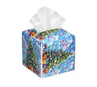 Boîte À Mouchoirs Peinture À Bulles Colorées pour Sapin De Noël Boite Mouchoirs Élégante Multifonctionnelle Organisateur De Bureau, pour Bureau, Chambre À Coucher, Salle De Bain, 13.2x13.2cm