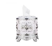 Boîte à mouchoirs Porte-couvercle à mouchoirs en relief Rose et strass, boîte cylindrique distributrice de serviettes, organisateur Housse pour distributeur(Silver+pink)