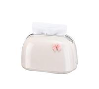 Boîte à mouchoirs Porte-mouchoir en ABS blanc, joli couvercle de boîte plastique avec nœud papillon, étui Facial à ressort levage automatique Housse pour distributeur