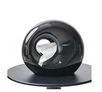 Boîte à mouchoirs Porte-mouchoirs en céramique rond forme de lune avec couvercle, vernis brillant antidérapant Housse pour distributeur(Black)